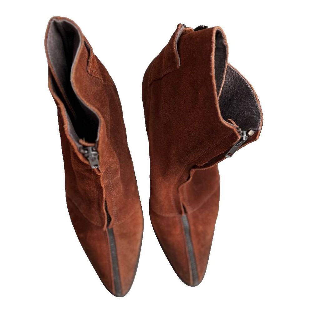 Free People Caldera Suede Ankle Boots w/ Double Zippers Rust/Brown Size 8/EU 38 - Picture 5 of 9